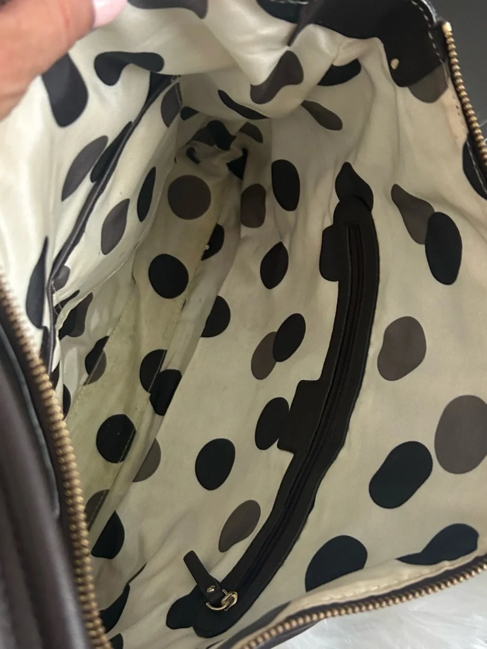 Kate Spade Brown Leather Hobo Shoulder Bag Large Dual Pocket Purse
